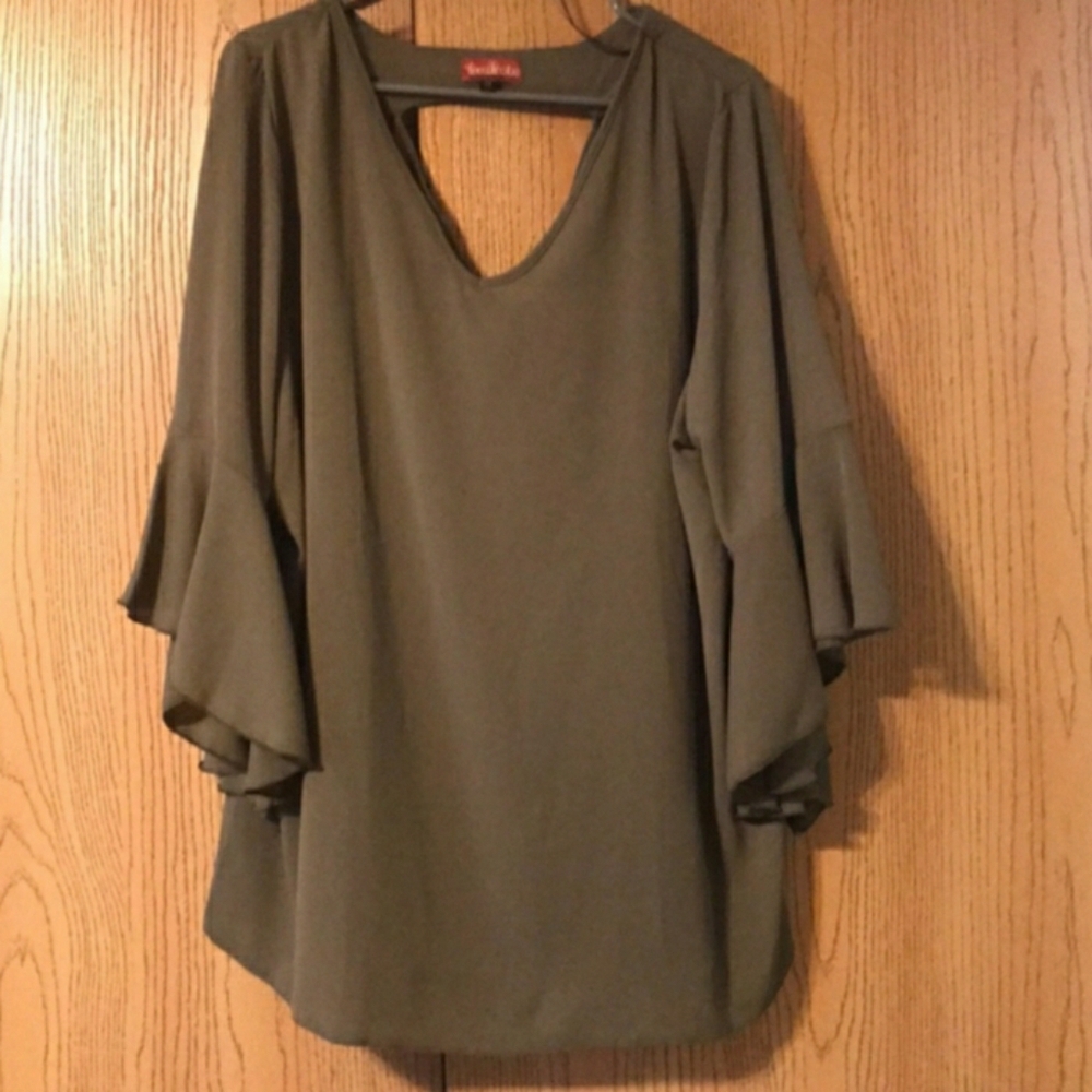 Olive Flowy Flattering Blouse